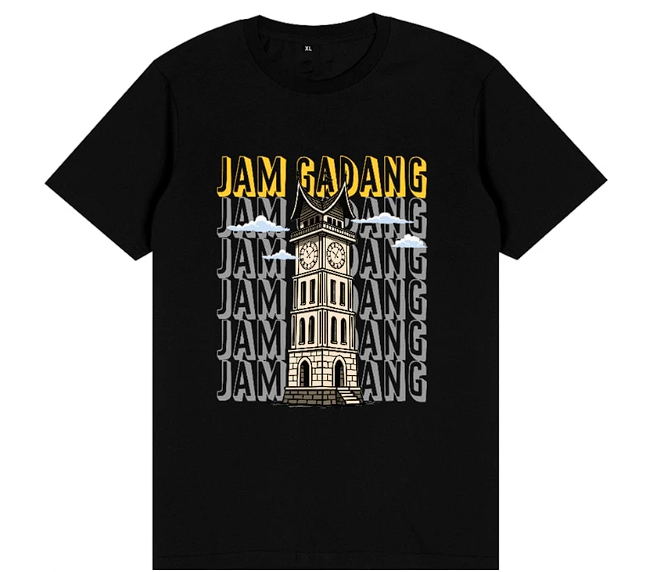 Baju Kaos Jam Gadang Dewasa -Hitam